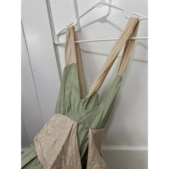 Ruth Crinkle Silk Colorblock Maxi Dress - Size 4 - Picture 4 of 10